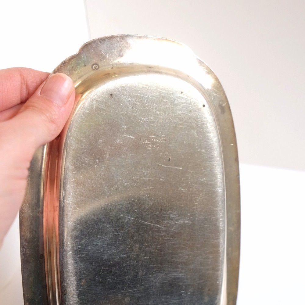 Vintage Wallace Modern Plate Oval Candy Dish Trinket Holder Minimal Silver Plate