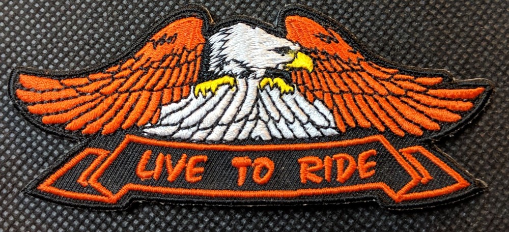 Live To Ride Eagle Embroidered Biker Patch