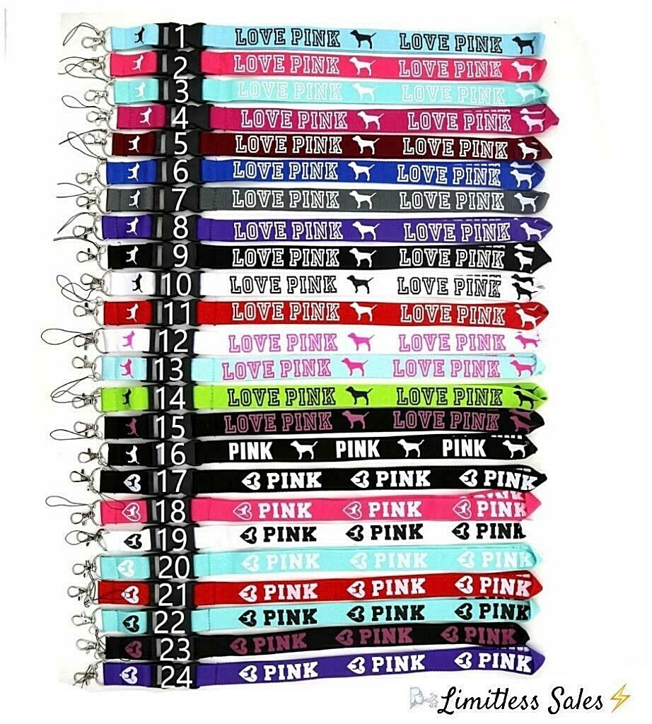 Victoria Secret Pink Detachable Lanyard - Multiple Colors Keychain Holder!