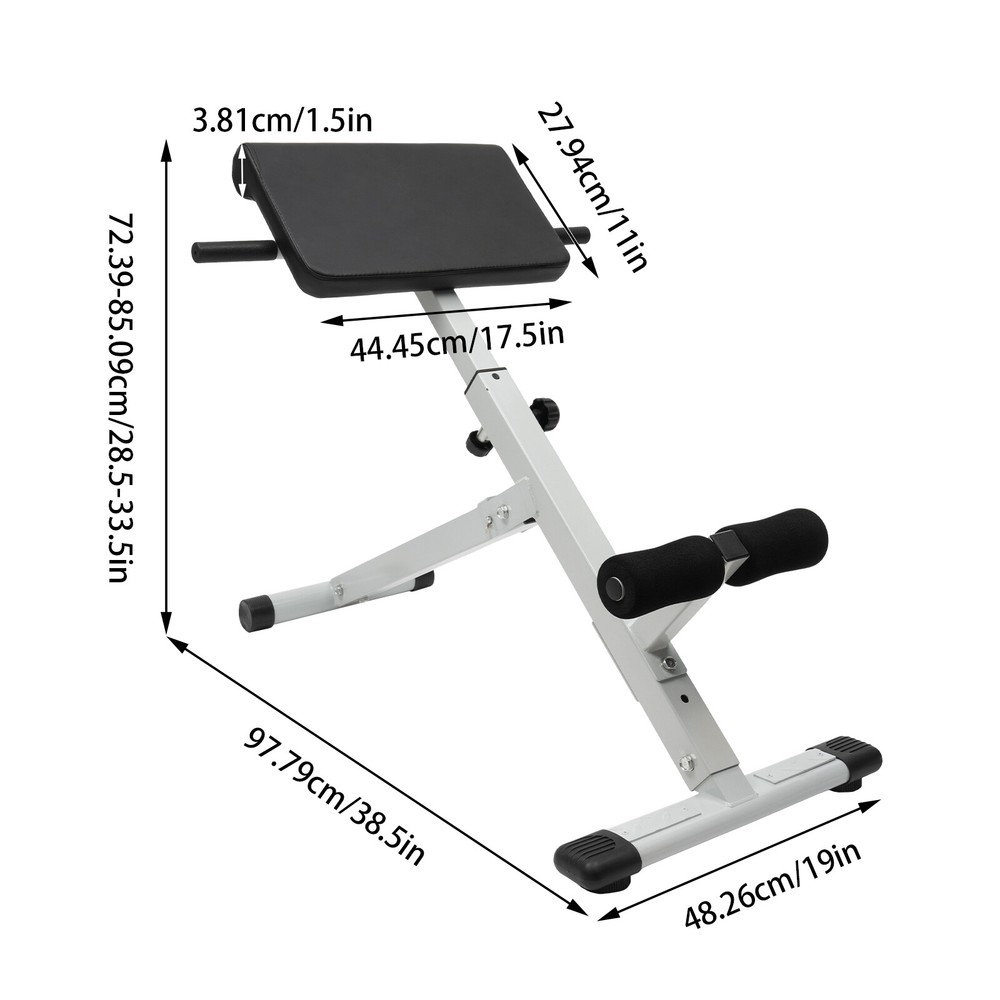 Roman Chair Back Hyperextension Bench Machine Adjustable Back Exercise Strength