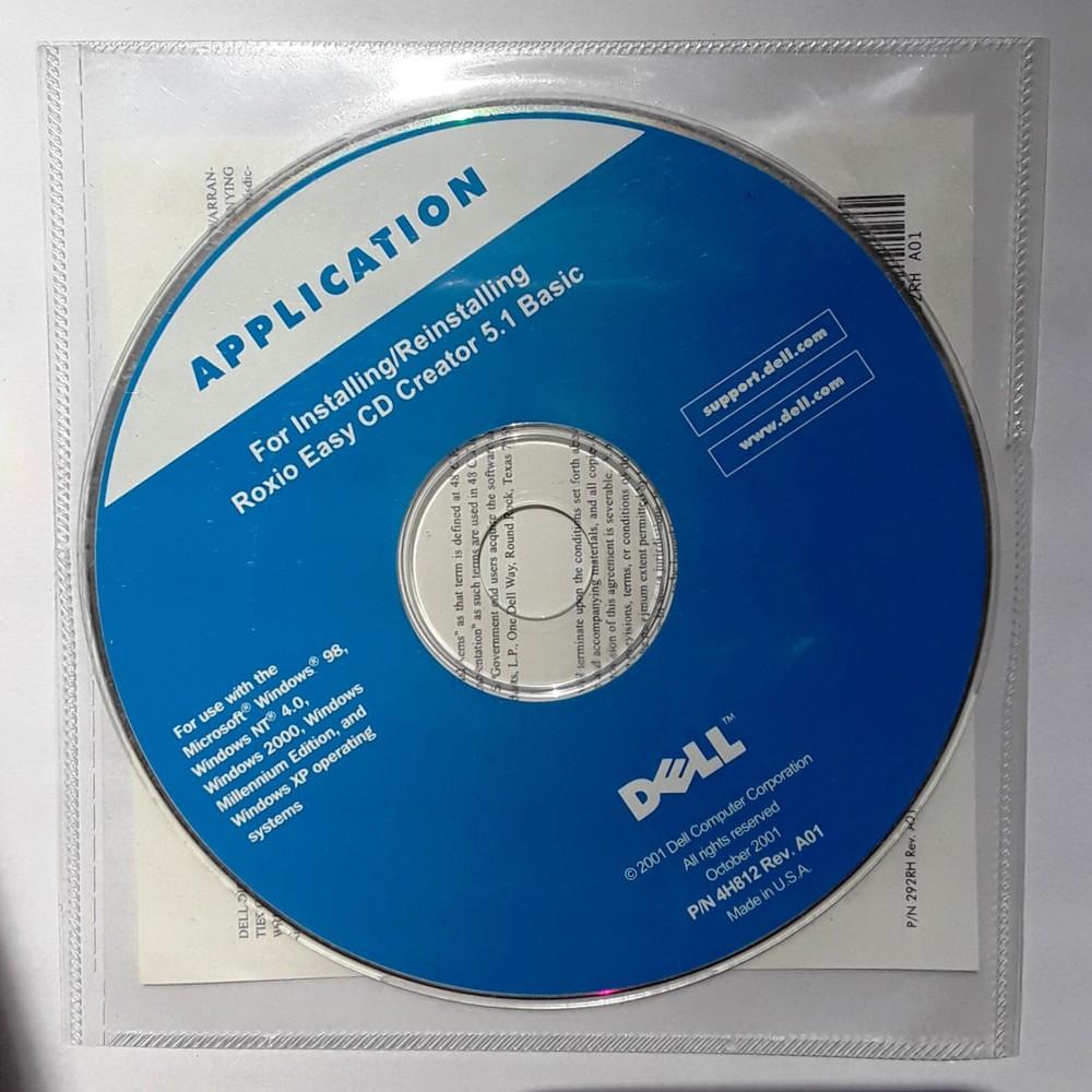 NEW SEALED Dell Roxio Easy CD Creator 5.1 Basic ~ Install/Reinstall ~ P/N 4H812