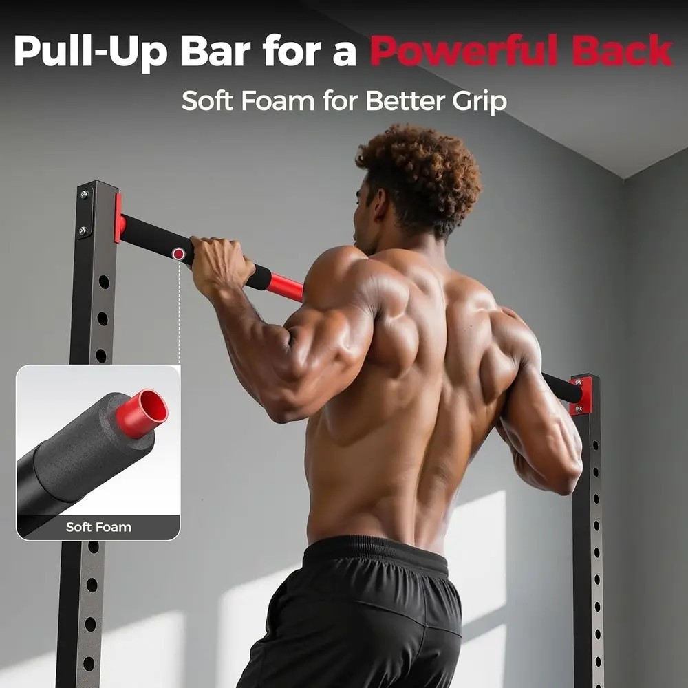 Adjustable Multi-Functional Power Rack with Pull-Up Bar for Home Gym and 6T7T