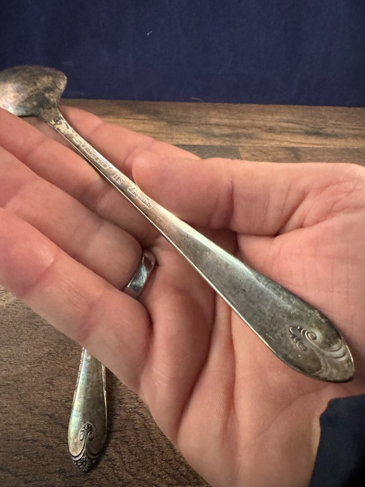 Lot of 2 Dinner Spoons Wm Rogers & Son Exquisite Pattern Silverplated