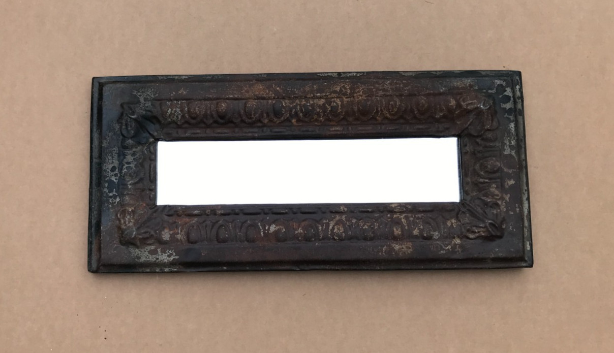 VTG Decorative Egg & Dart Salvaged Tin Ceiling 10x23 Rust Mirror Old 480-26B