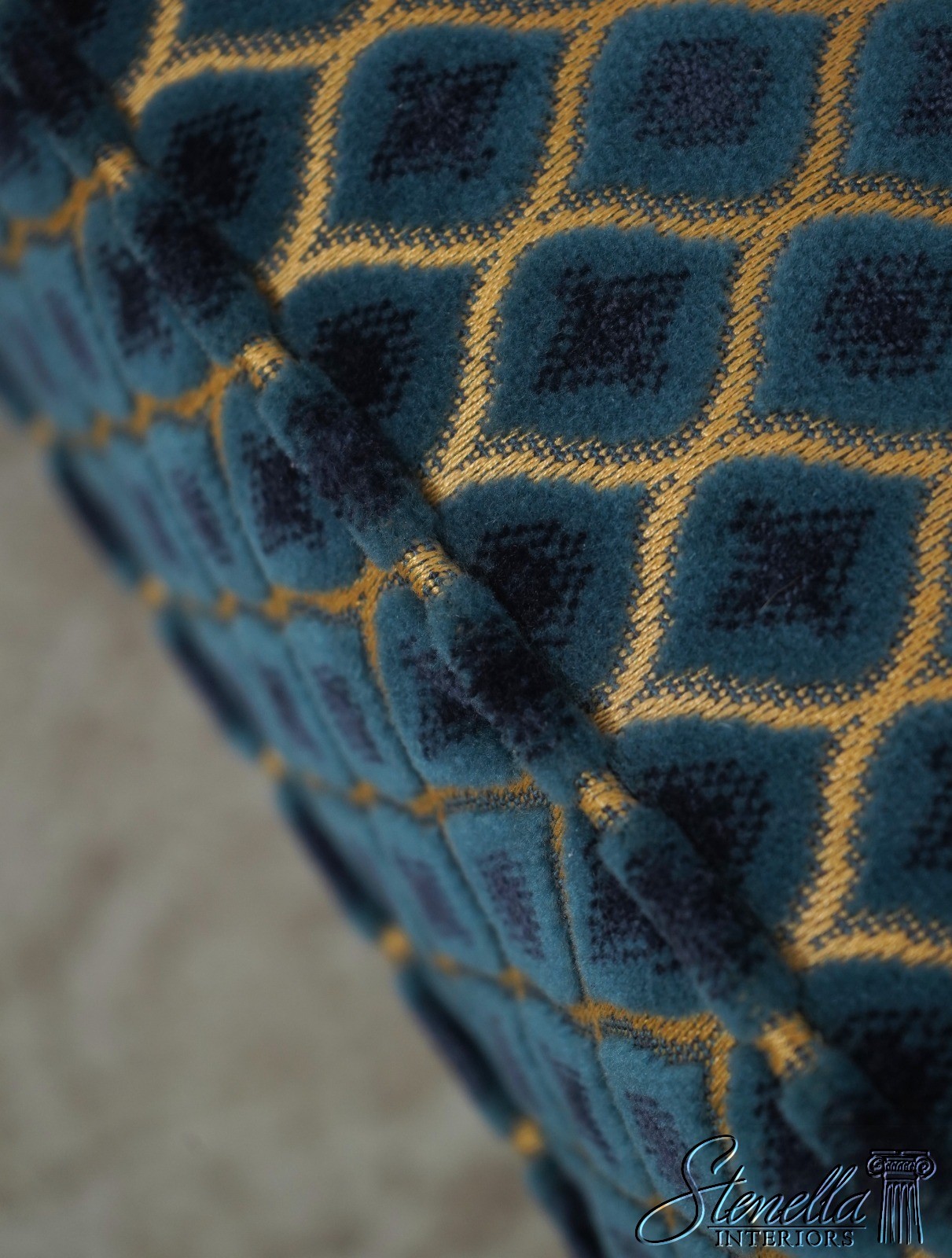 71069: Pair Modern Design Ebony Leg Upholstered Ottoman Stools