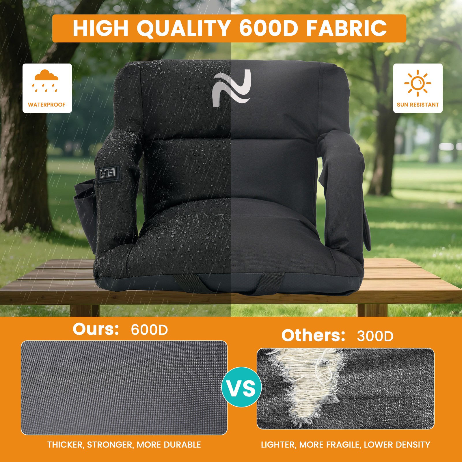 NAIZEA Heated Stadium Seat with Back Support, Sofa Style 5" Thick Bleacher Chair