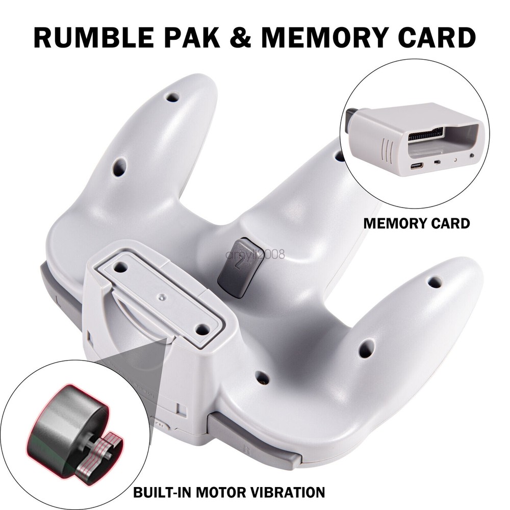 Wireless N64 Controller,2.4G Remote Game Controller w/ Rumble Pak For N64 System