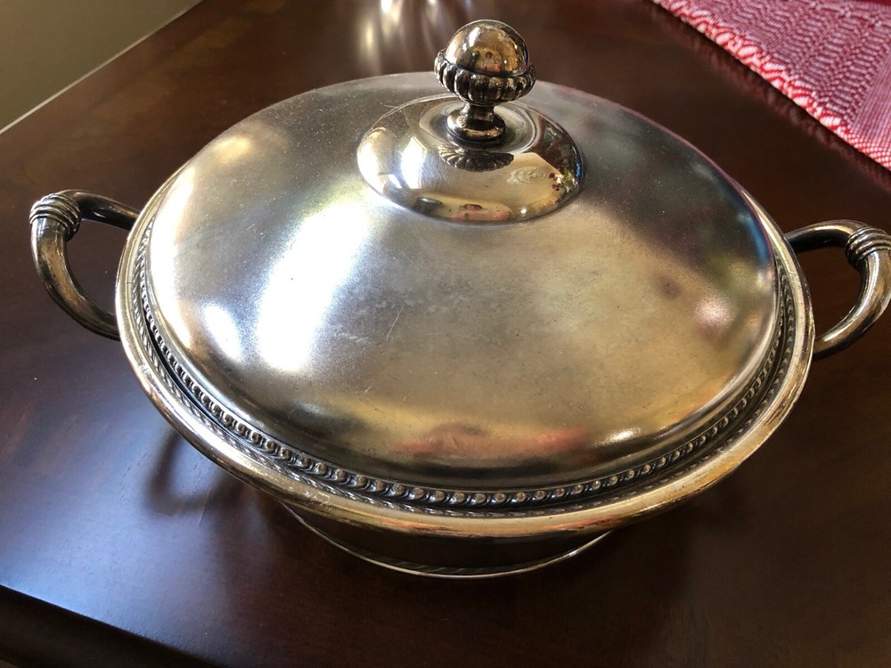 Simpson Hall Miller & co Quadruple Silver plate Serving Bowl Soup Tureen dish
