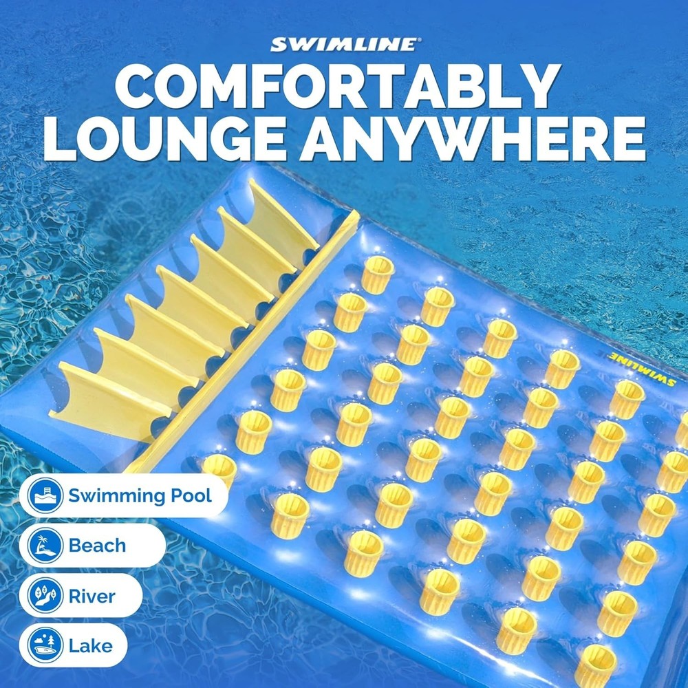 Chic Pocket Float Blue Inflatable Mattress - 78" for Effortless Pool Relaxation