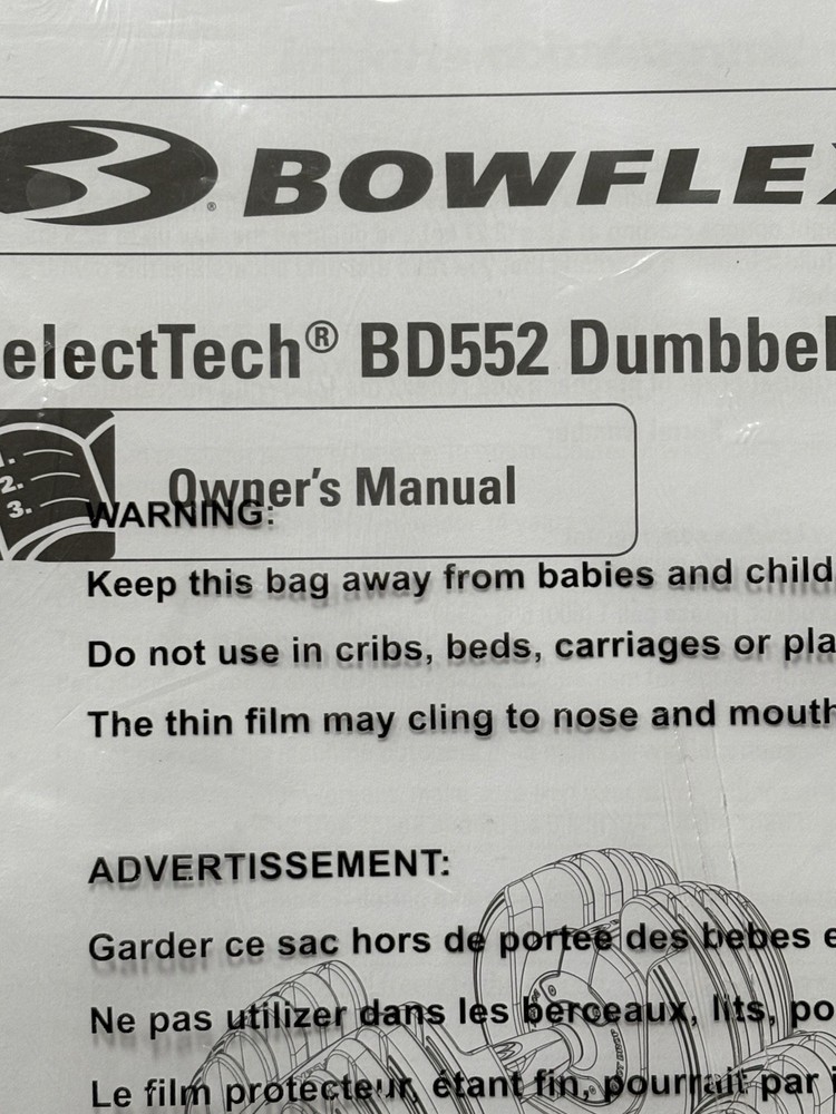 Bowflex Select Tech BD552 Dumbells OWNER'S MANUAL*FREE SHIPPING