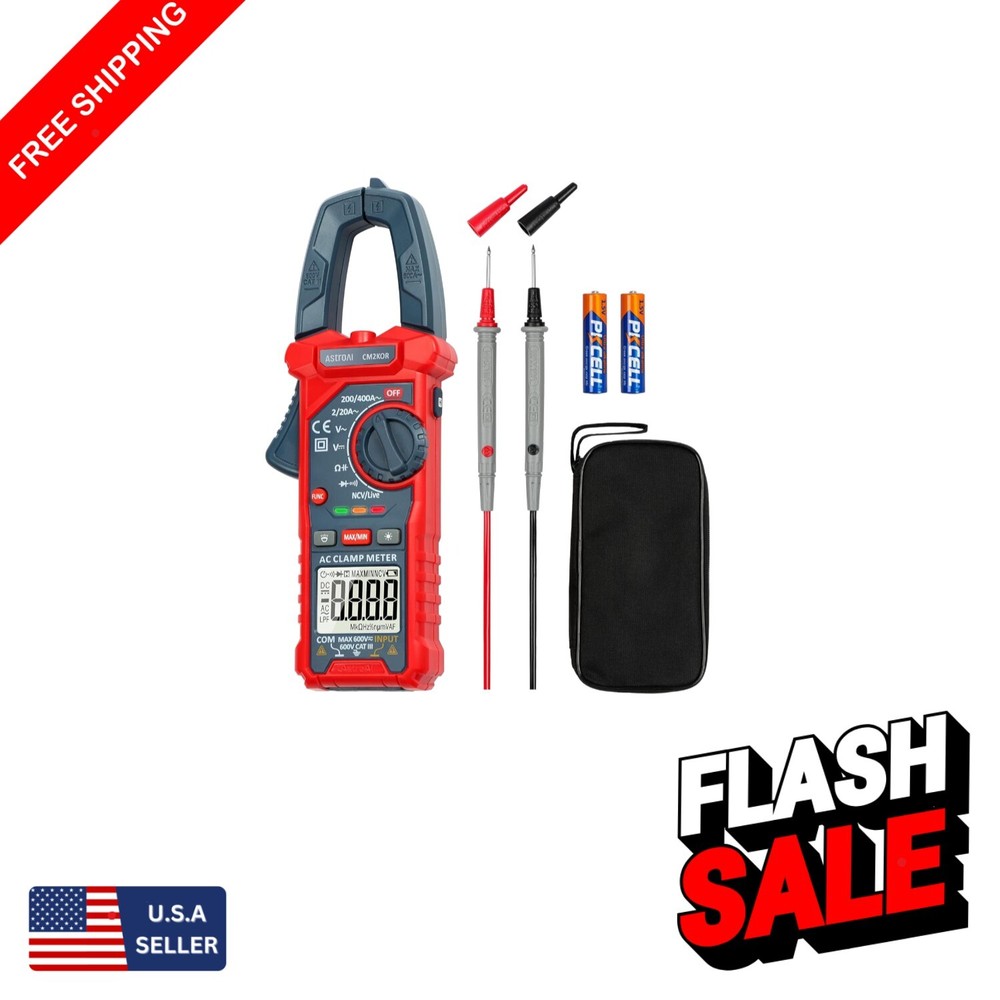 Multifunctional Clamp Meter with Live Wire  - 2000 Counts, Battery Included