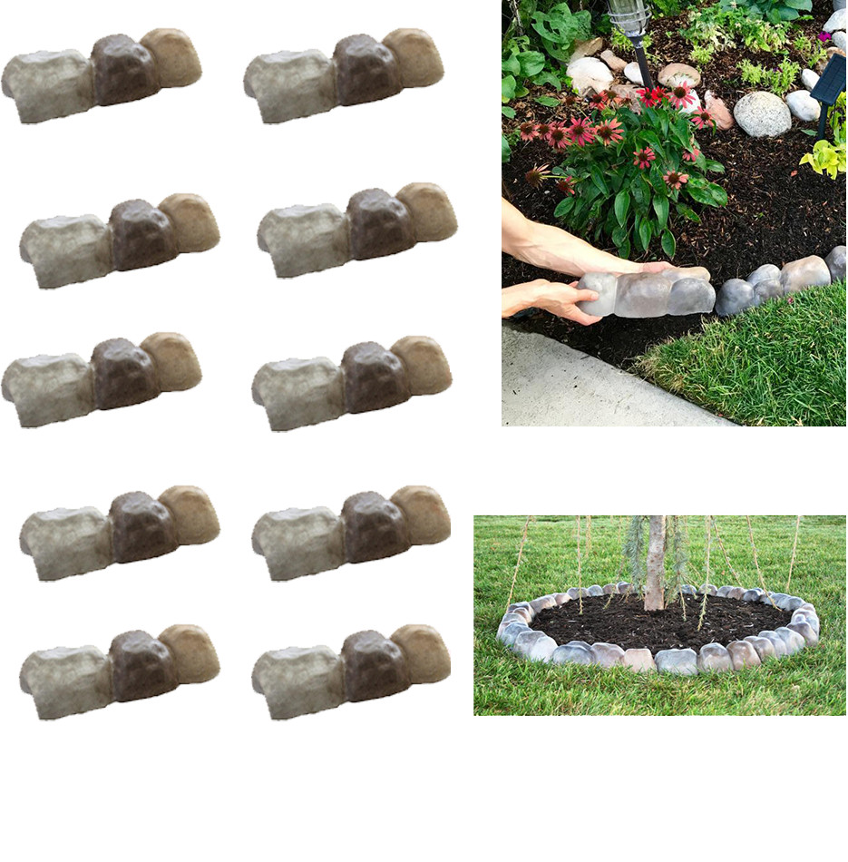 12 in. Concrete Rock Edging 10-Pack Lawn Garden Landscape Edge Border Tree Rings