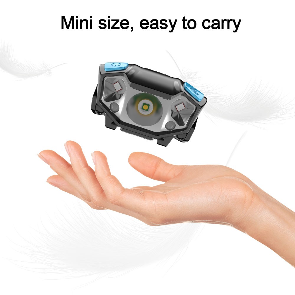 Mini Strong Sensor LED Headlamp Head Torch Wave Light USB Rechargeable Lamp