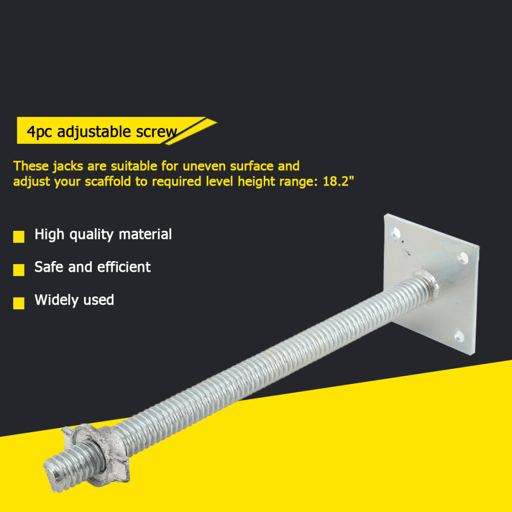 Adjustable Leveling Jacks 18" Scaffolding Solid Screw Jack with Base Plate 4Pcs