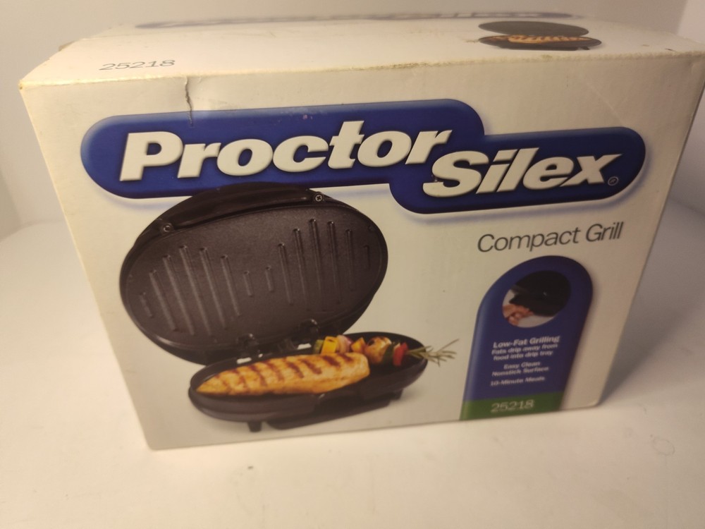 Proctor Silex Compact Grill 25218 New Sealed 2004 Nonstick Surface Easy Clean