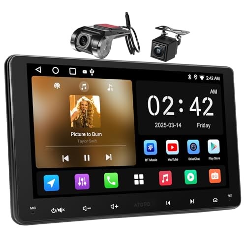9" Android Double-DIN Car Stereo with 1080P Dashcam & Backup Camera, Wireless