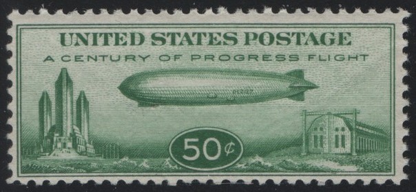US Sc. #C18 50c MINT NEVER HINGED    ZEPPELIN    1933 (3)