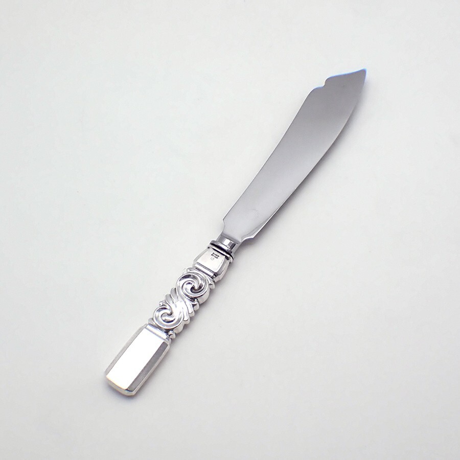 Scroll Cake Knife Georg Jensen Sterling Silver 1927 Denmark