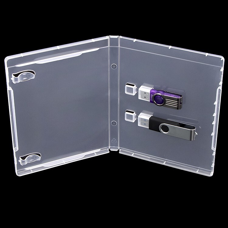 2pcs Plastic Clear 2-Up Pen USB Flash Drive Packaging USB Stick Pendrive Case