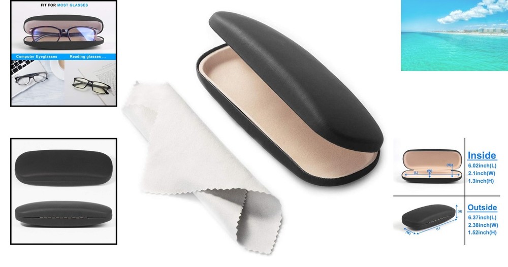 Modern Black Hard Shell Eyeglasses Case - Lightweight, Durable, and Protective