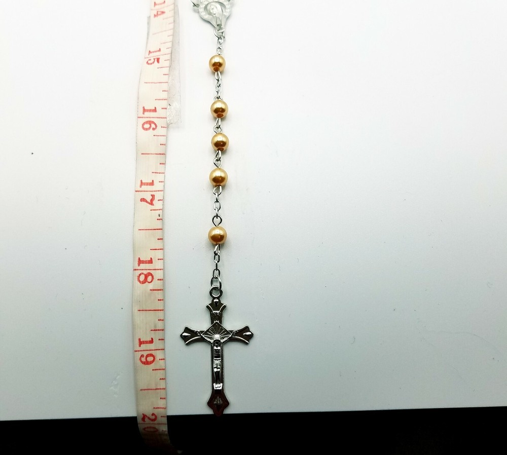 Catholic Rosary Beige Faux Pearl Beads 4mm .