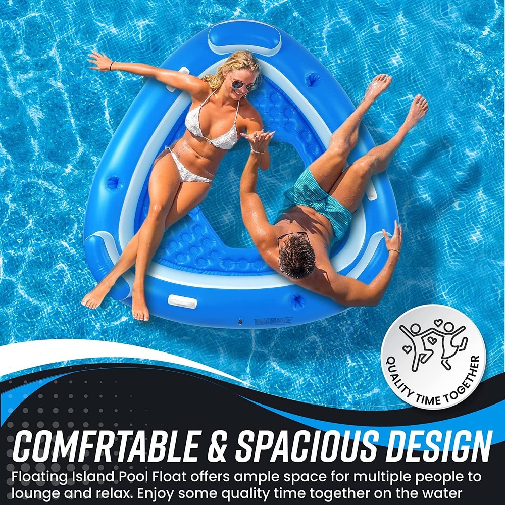 Zone Tech Inflatable Island Pool Float Raft Multi Person Relaxing pool lounger