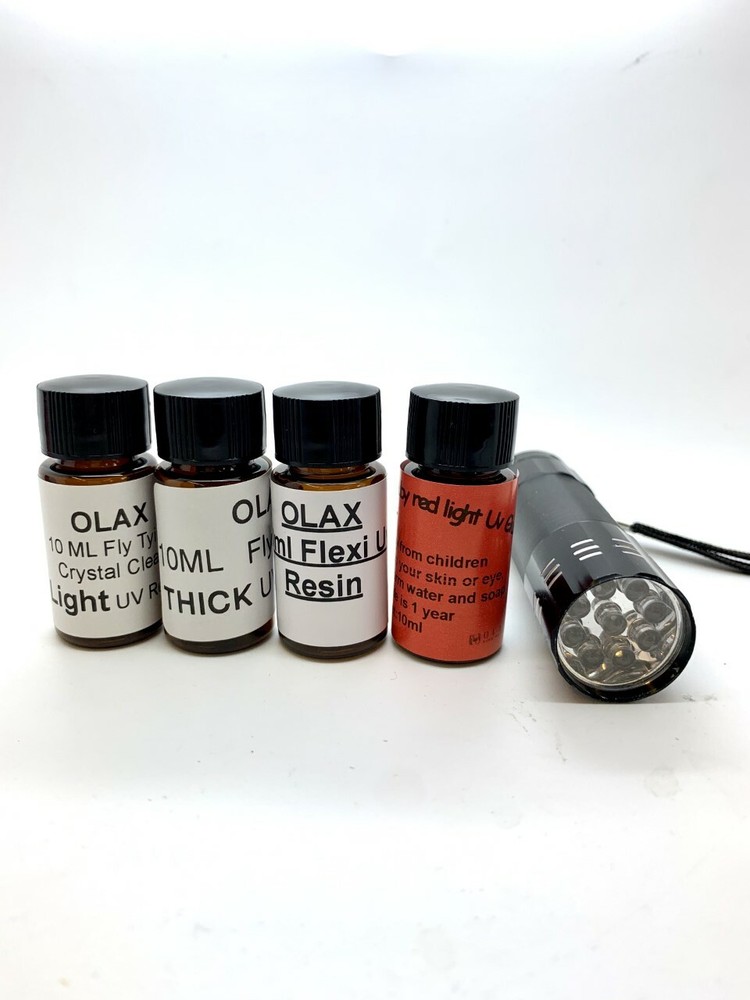 40ml Fly Tying RUBY RED, Flexi, Light, Thick UV Resin Glue, 9 LED UV