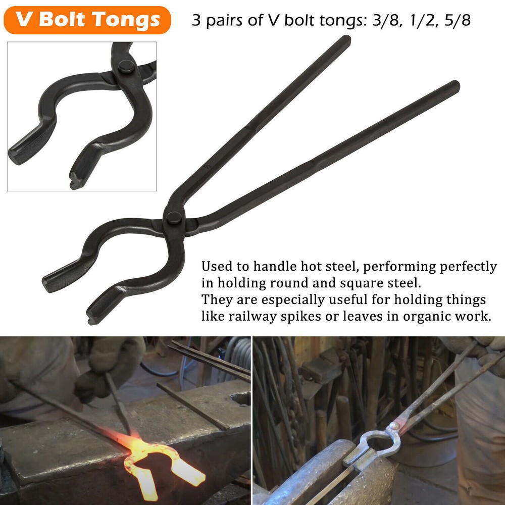 Beginner Blacksmith Tongs Blacksmith Forge Tong Tools Set Flat Jaw Pick Up