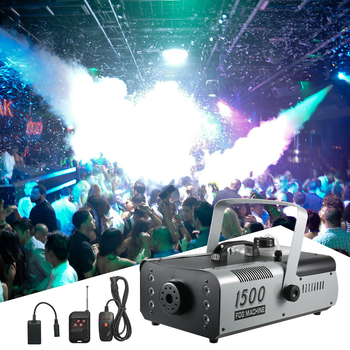 1500W LED Smoke Fog Machine DMX512 With RGB Light for Stage Wedding Party Show