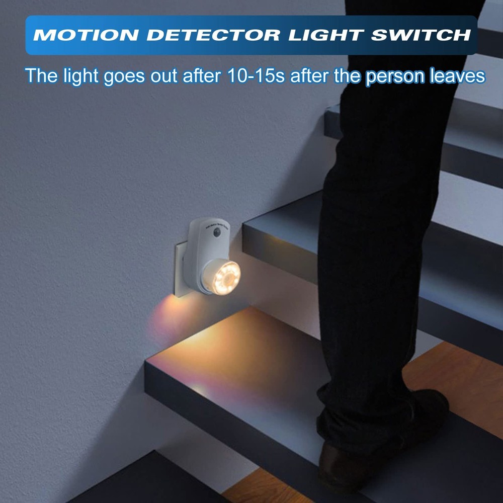 4 Pieces Motion Sensor Sockets Indoor Plug in Sensor Light Control Switch 120...