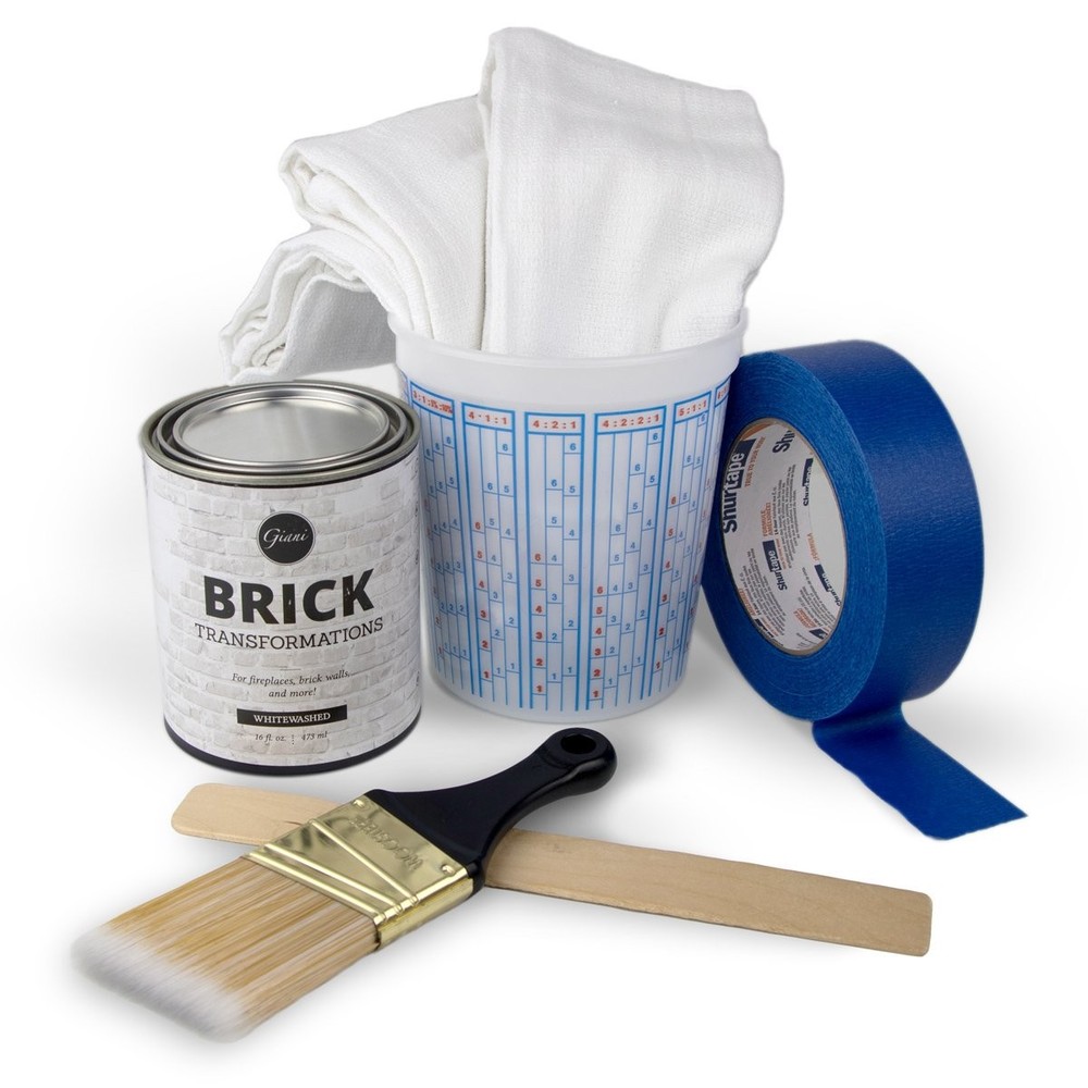 Giani Brick Transformations Whitewashed Kit for Fireplace & Brick Walls