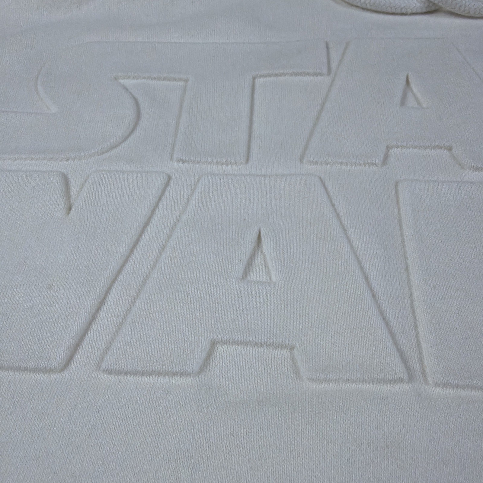 Disney Star Wars Embossed Logo Hoodie Cream Off-White Pullover Sweatshirt 2XL