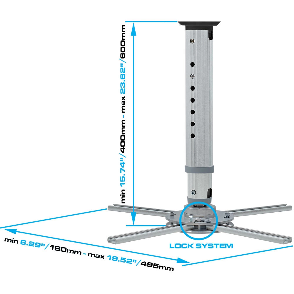 Adjustable Ceiling Projector Mount Bracket Max 44 lbs Tilt + 360 Degree Swivel