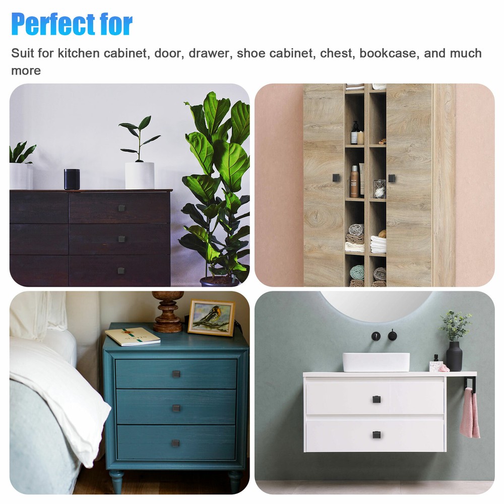 20 Pack Door Knobs Cabinet Furniture Handle Cupboard Drawer Kitchen Square Pull