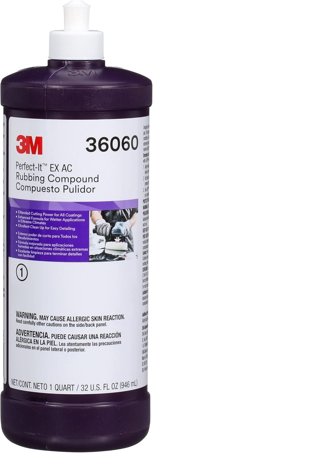 3M 36060 Perfect-It EX AC Rubbing Compound, High Performing, 1 Quart (32 fl oz)