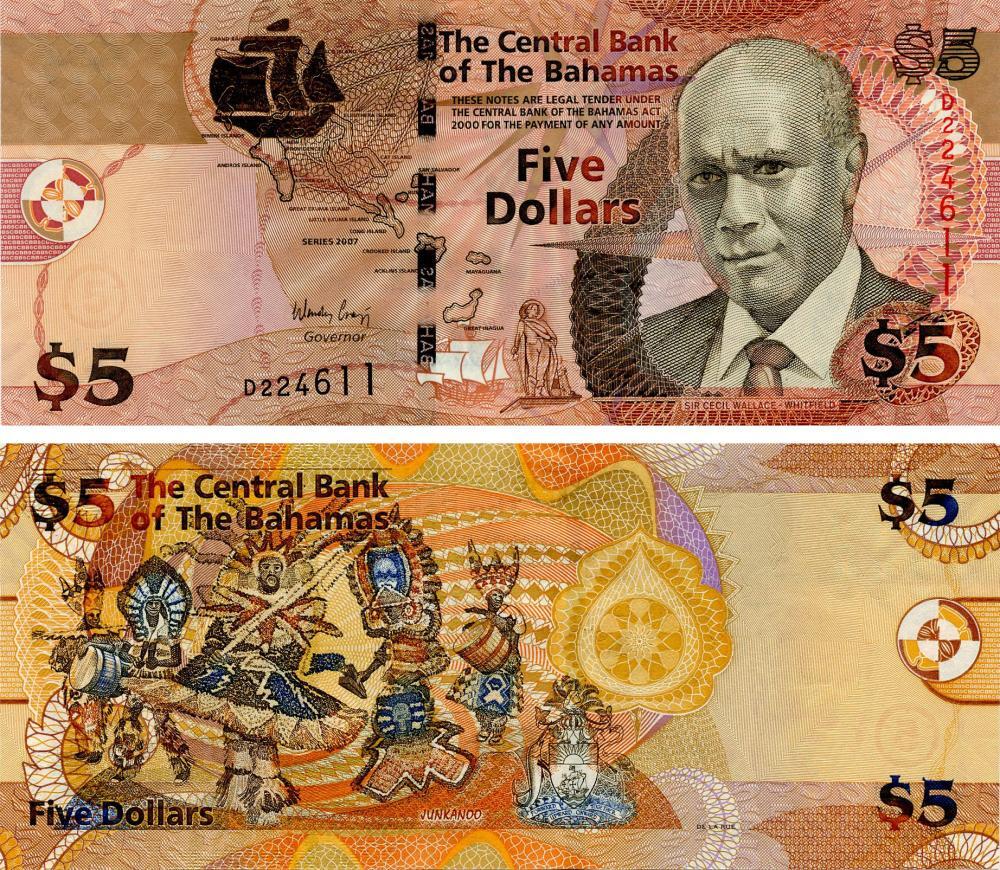 Bahamas 5 Dollars 2007 UNC (P72a)