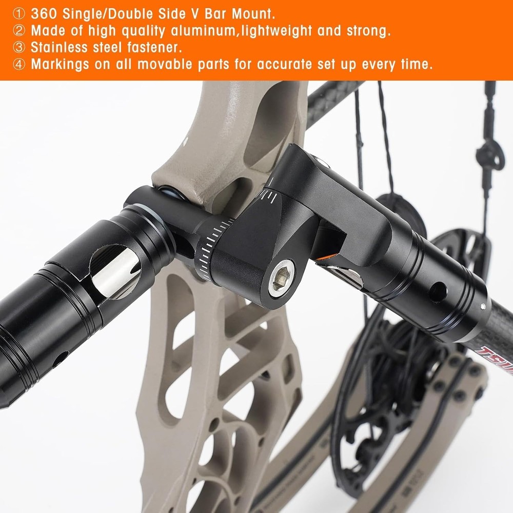 Adjustable Single Side V-Bar Mount with Quick Disconnect for Bow Stabilization