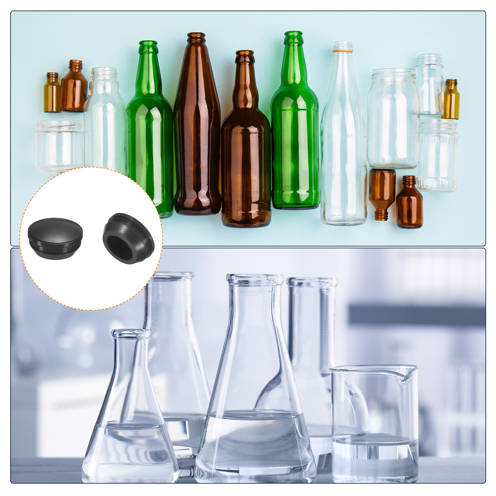 15Pcs Silicone Plugs Rubber Round Locking Hole Plugs for 14-15mm Hole Black