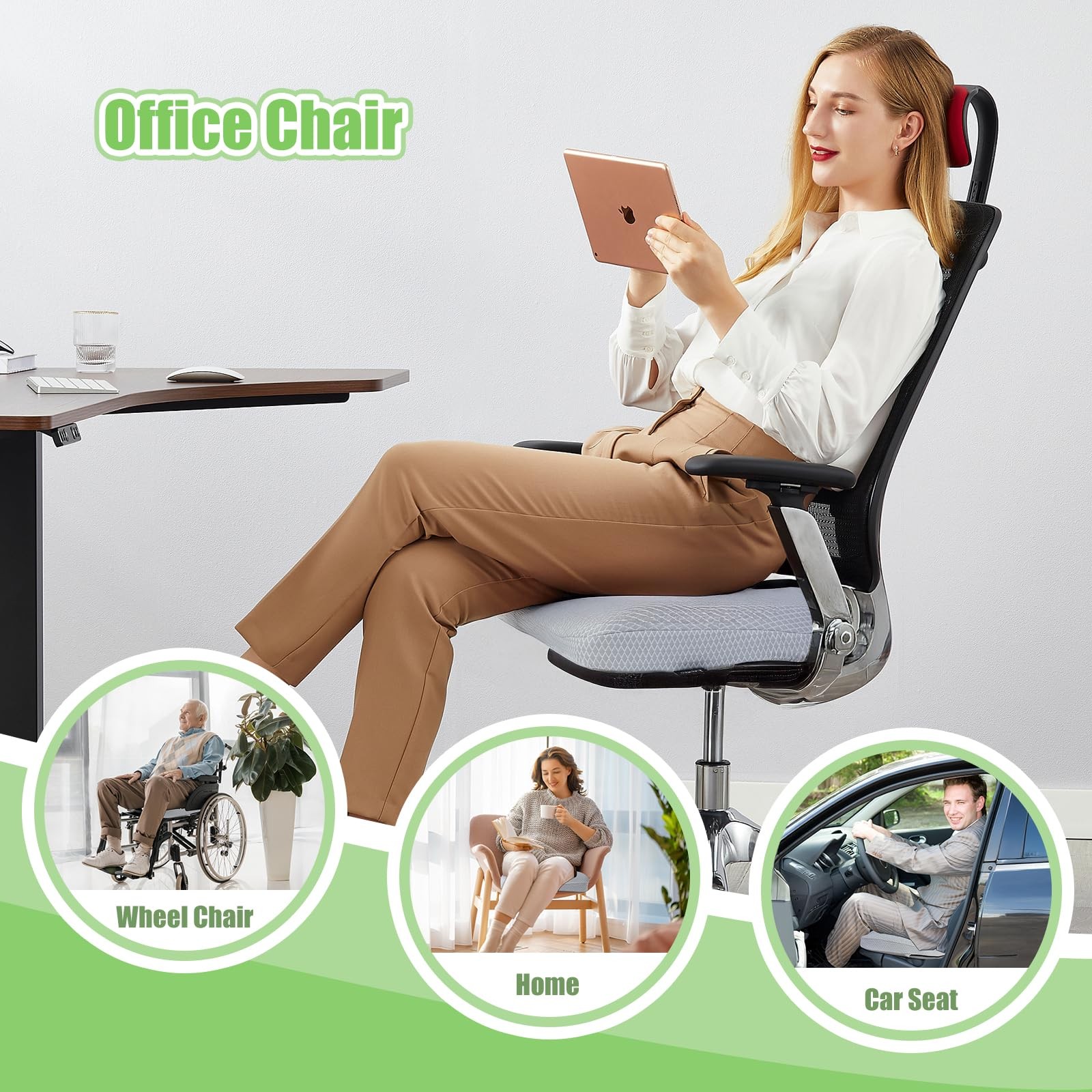 Air Fiber Office Chair Cushion - Ergonomic Seat Cushion for Orthopedic Coccyx...