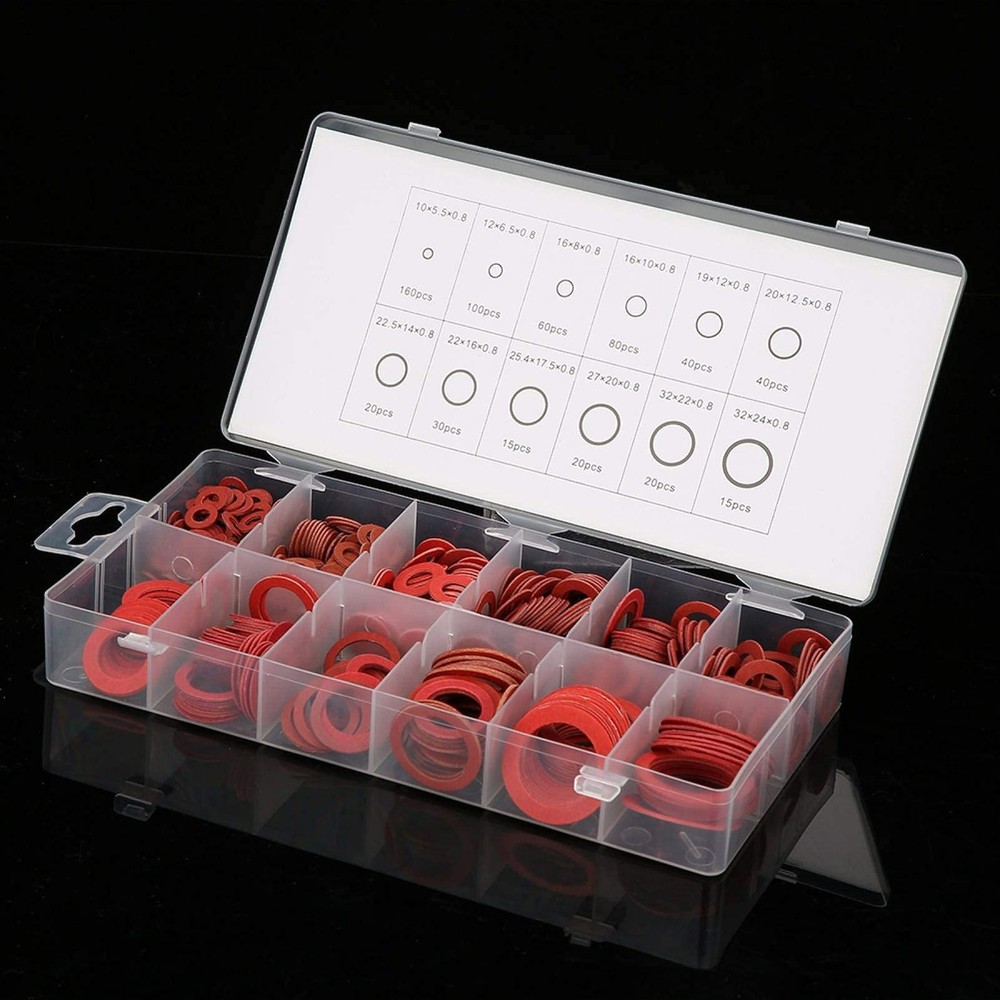 600PCS Fiber Flat Washers Insulation Assorted Washers Plumbing Kit 12 Sizes