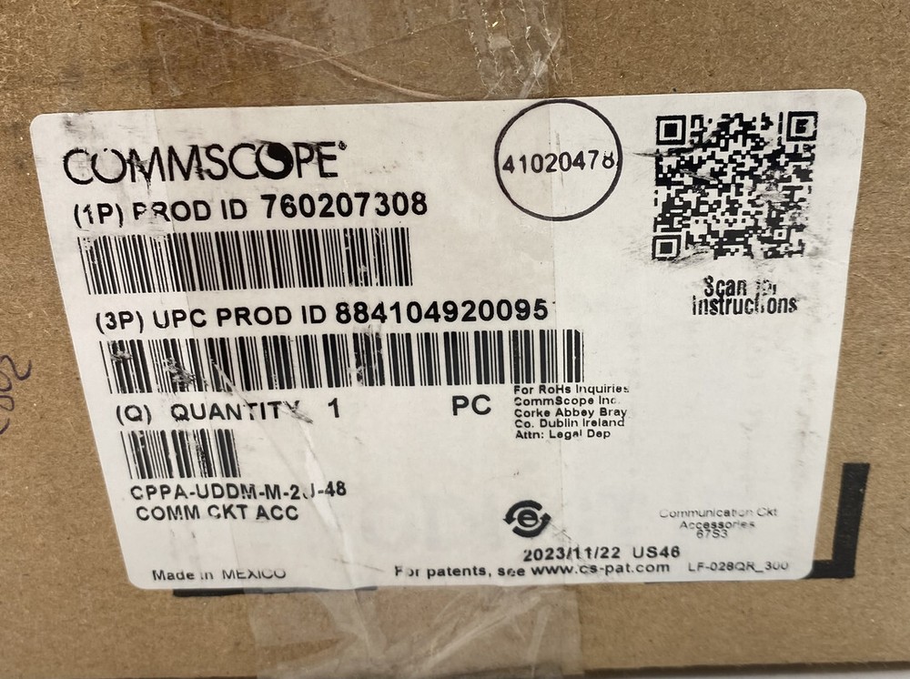 COMMSCOPE CPPA-UDDM-M-2U-48 760207308 ANGLED DISTRIBUTION MODULE PATCH