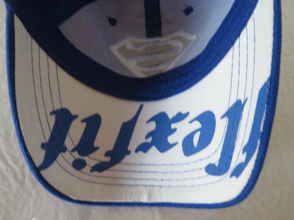 Superman Amoll Comics Hat Cap OSFM Adjustable Strap Flexfit Blue White Logo