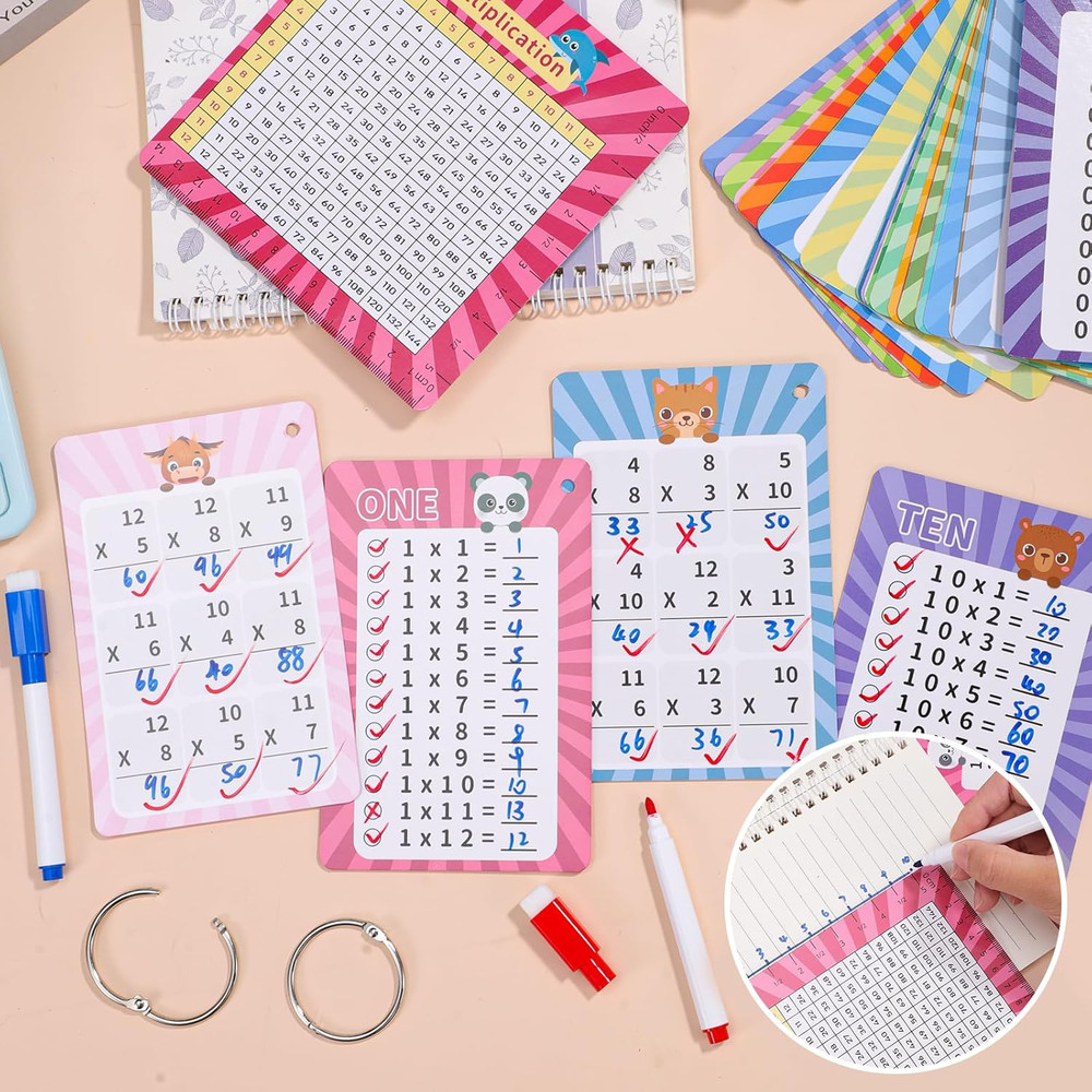 31Pcs Multiplication Flash Cards Times Table Flash Cards,Math Problems-Easy-Hard