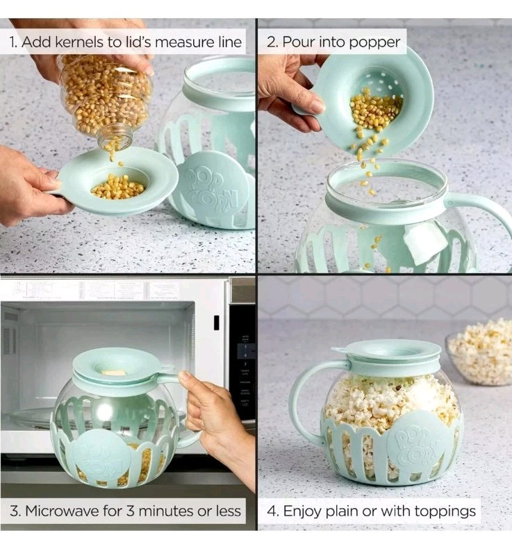 Ecolution Patented Micro-Pop Microwave Popcorn Popper wth Temperature Safe Glass
