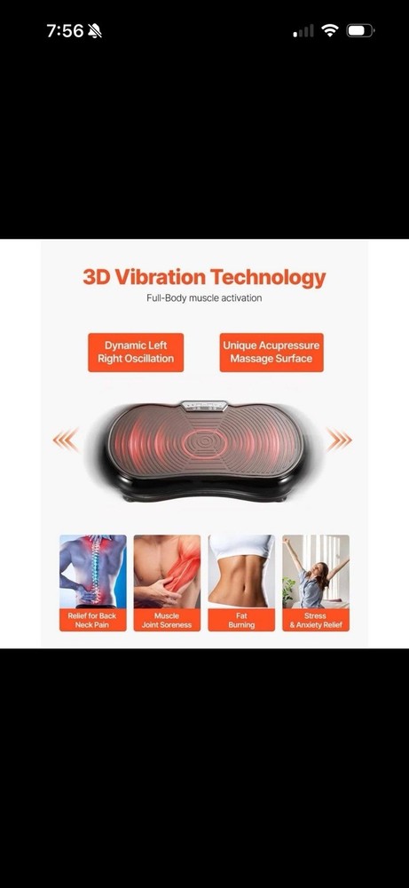 Black Vibration Plate Exercise Machine. Full-Body Vibrating Platform with Resist