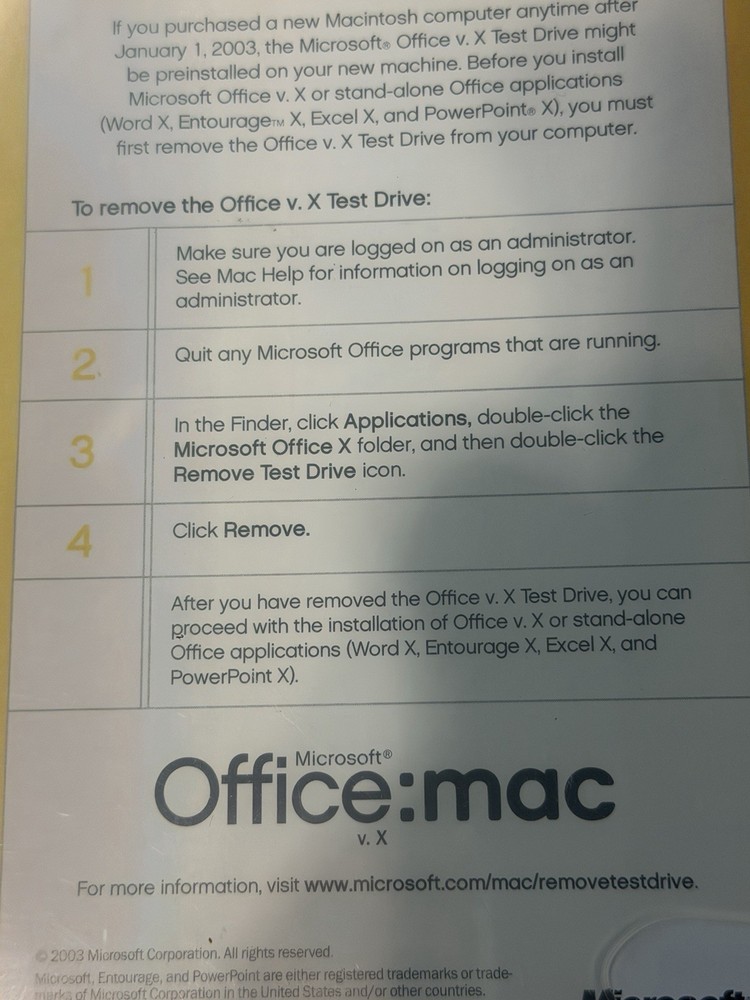 RARE Microsoft Office: Mac v. X for OS X