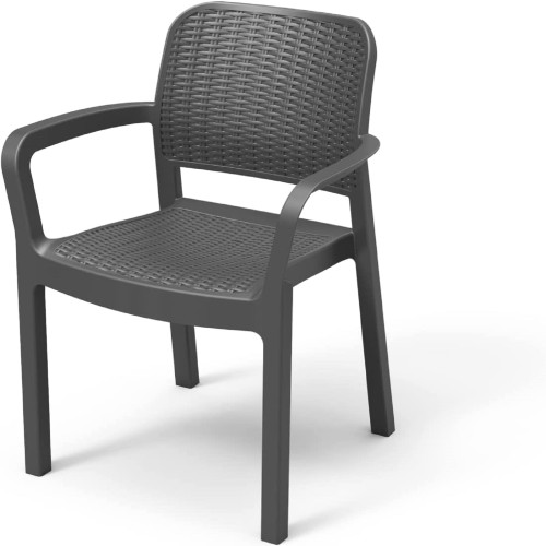 Keter Beautiful Rattan Effect Graphite Stackable Garden Chair Resin