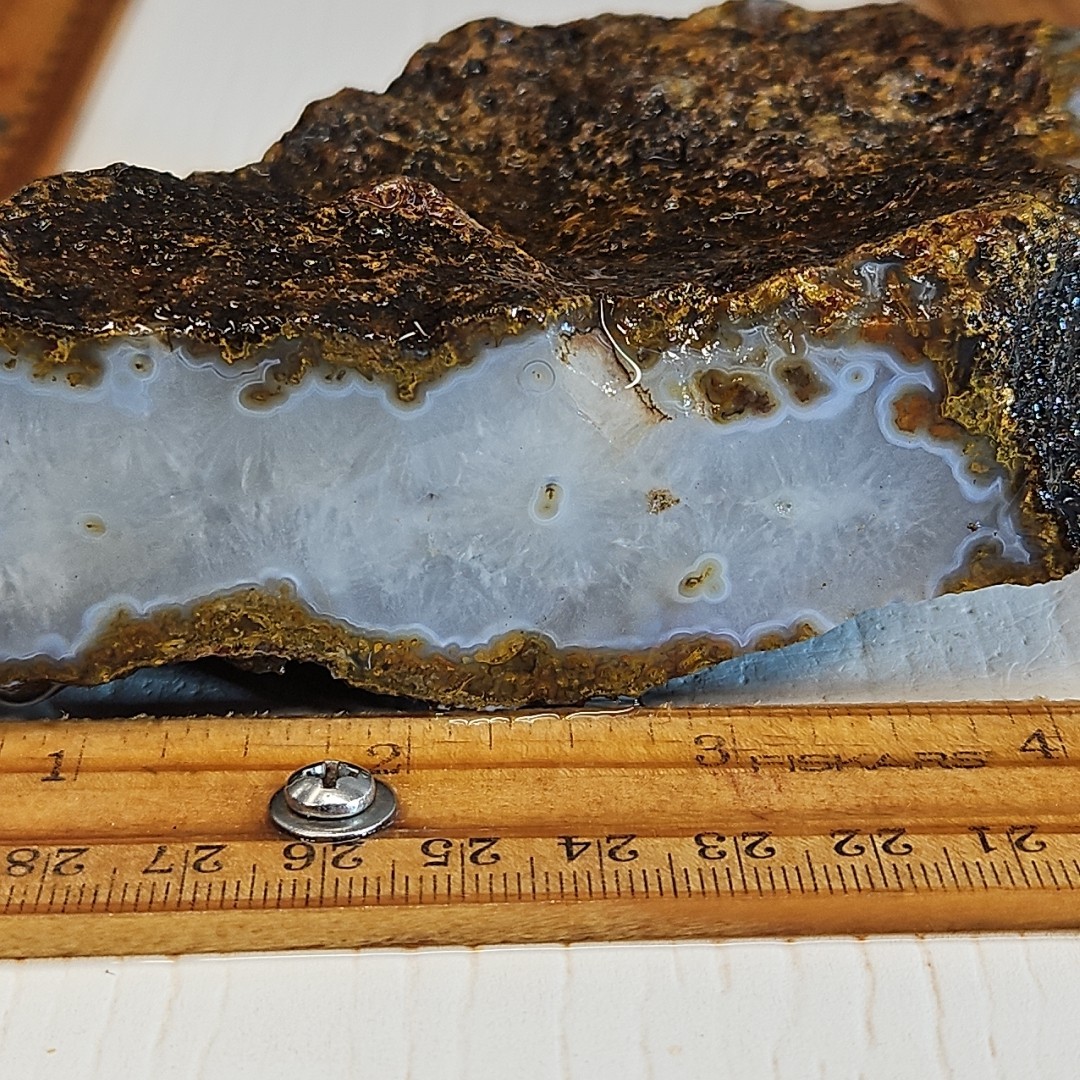 Agua Nueva agate rough. Beautiful light blue banded agate, with drusy 1LB 1.6oz.