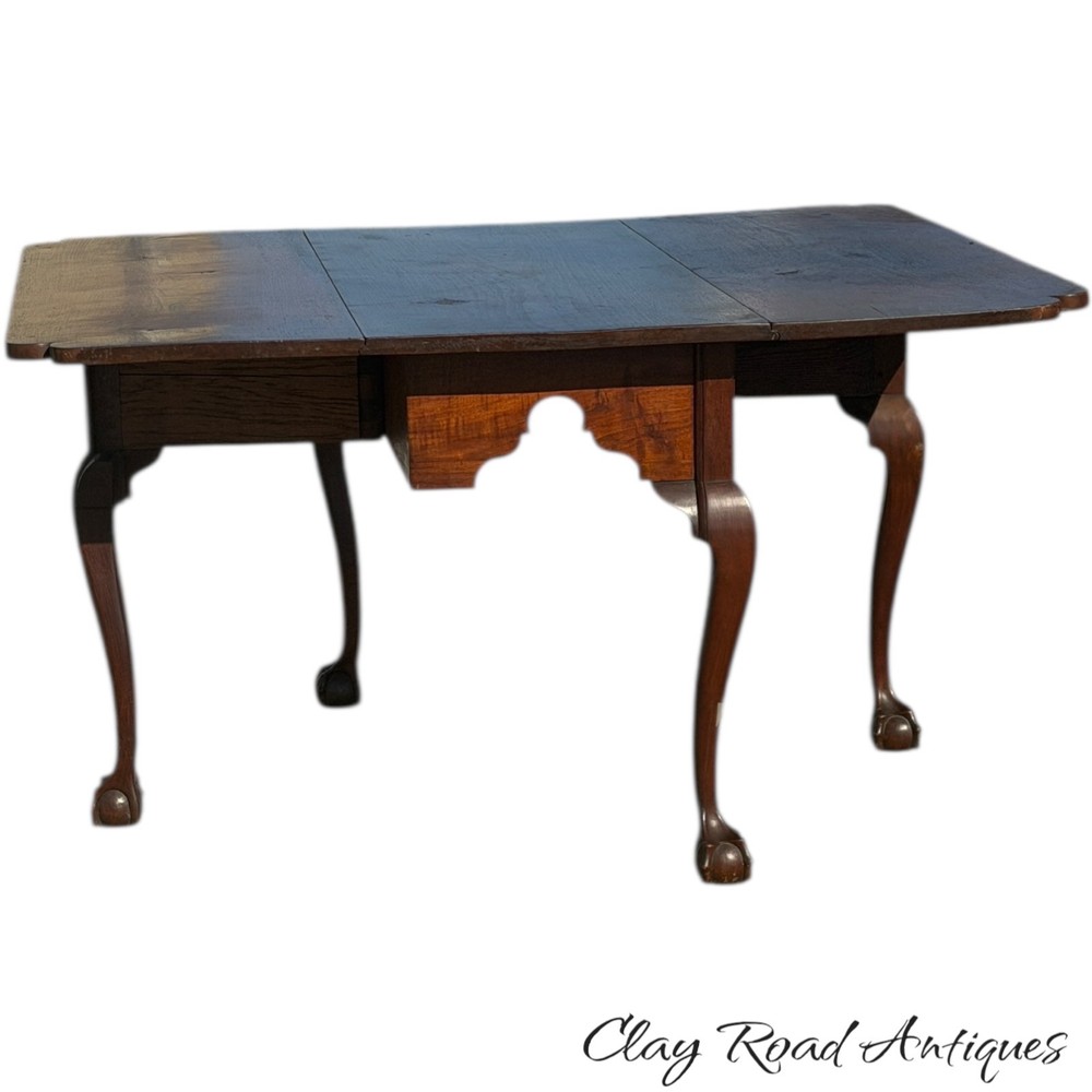 Antique Walnut Chippendale dining table 18th style ball & claw gate leg