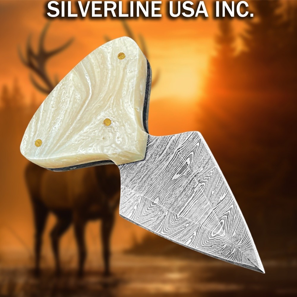 Damascus Push Dagge full tang, camping, hunting, outdoor Hand made forged,DM 003